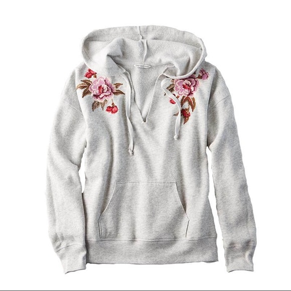 American Eagle Outfitters Tops - Floral Embroidered Hoodie